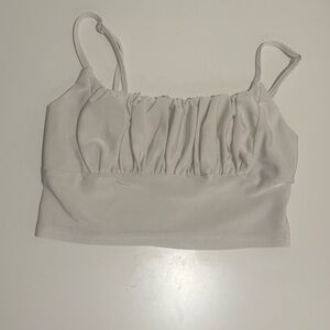 SHEIN White Ruched Cropped Cami Top
